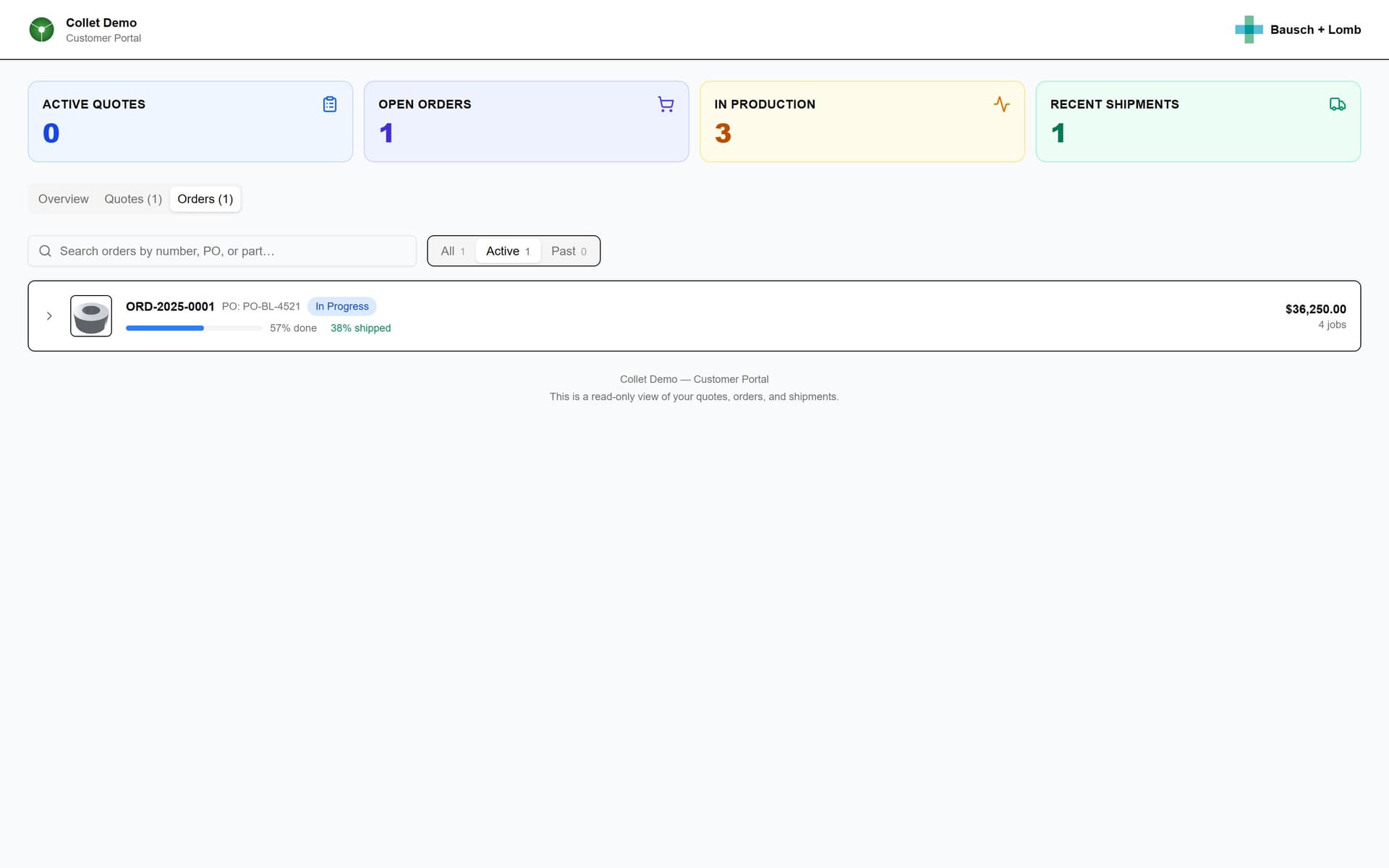 Digital quote and order portal customers see